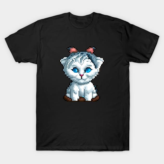 A cat with bright blue eyes and a red nose. T-Shirt by ijoyly